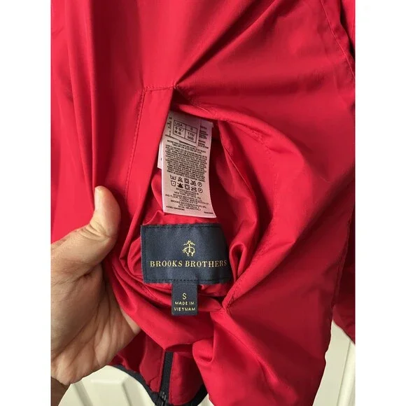 Brooks Brothers Reversible Jacket Mens Small Blue Red Quilted Puffer Full Zip - Picture 7 of 7